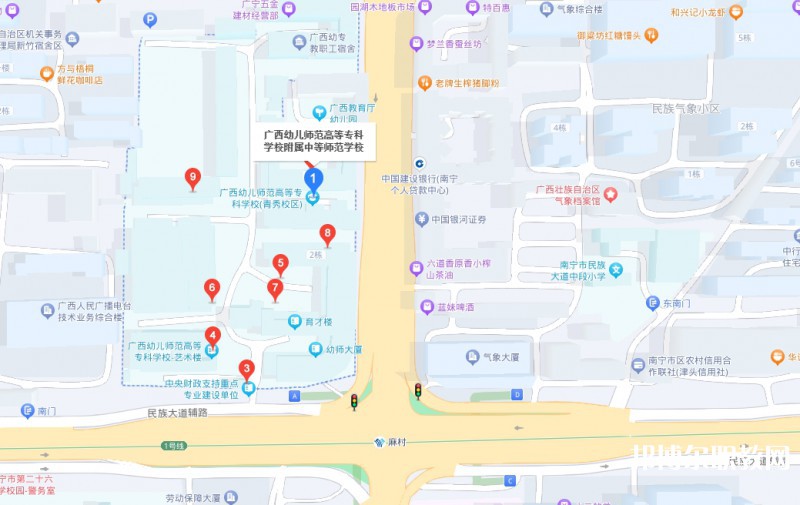 廣西幼兒師范高等?？茖W校附屬中等師范學校地址，乘車路線